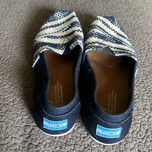 Tom’s denim & plaid cloth flat slip on